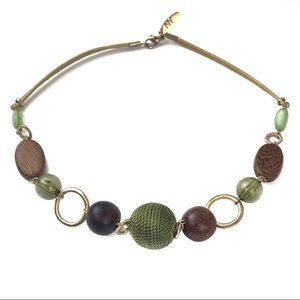 New York & Company Gold-tone Wood Green Necklace